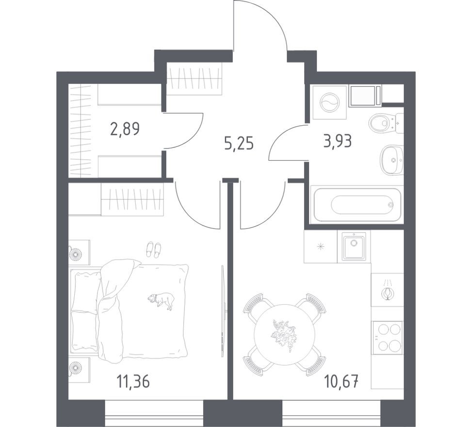 1к. квартира, 34.1 м²