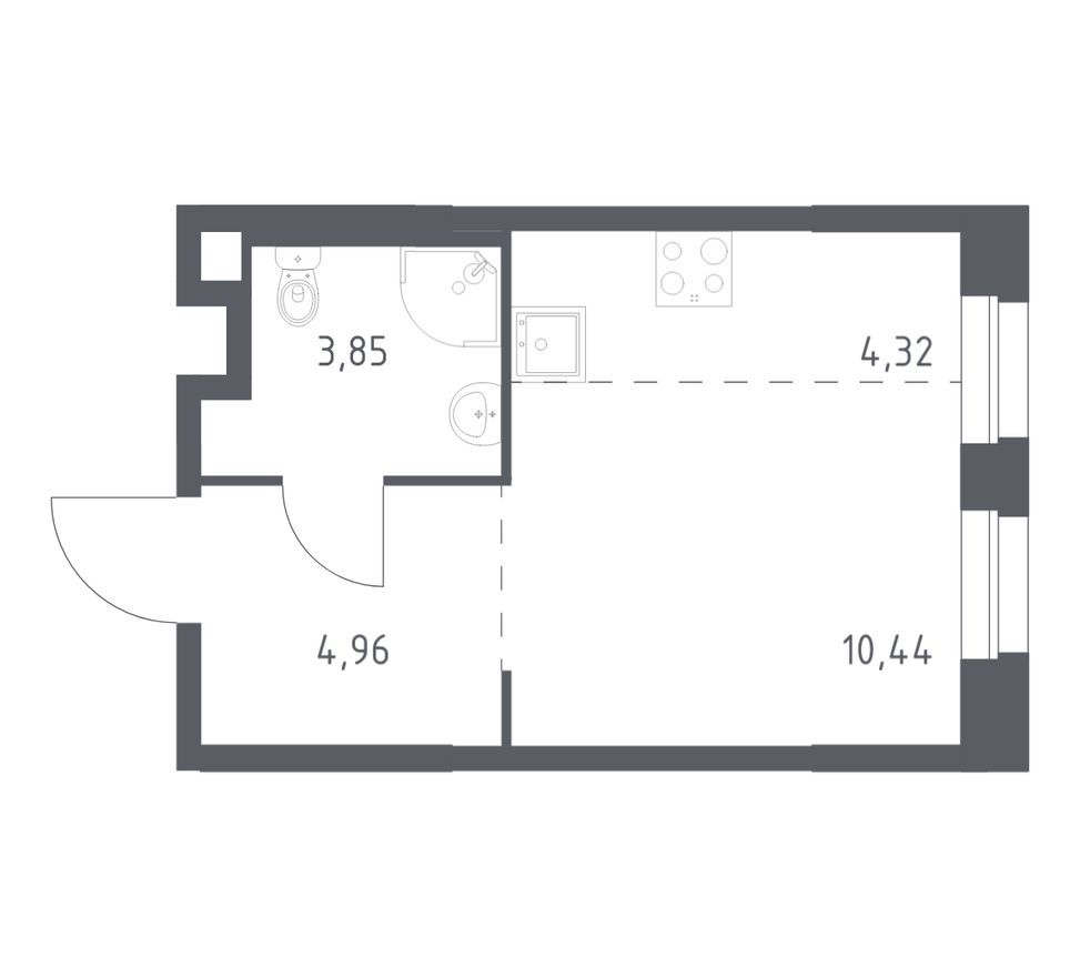 Студия-квартира, 23.6 м²