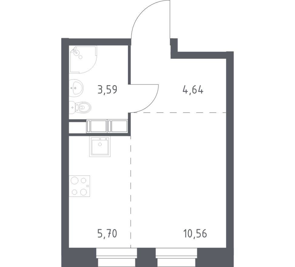 Планировка — Студия-квартира, 24.5 м²