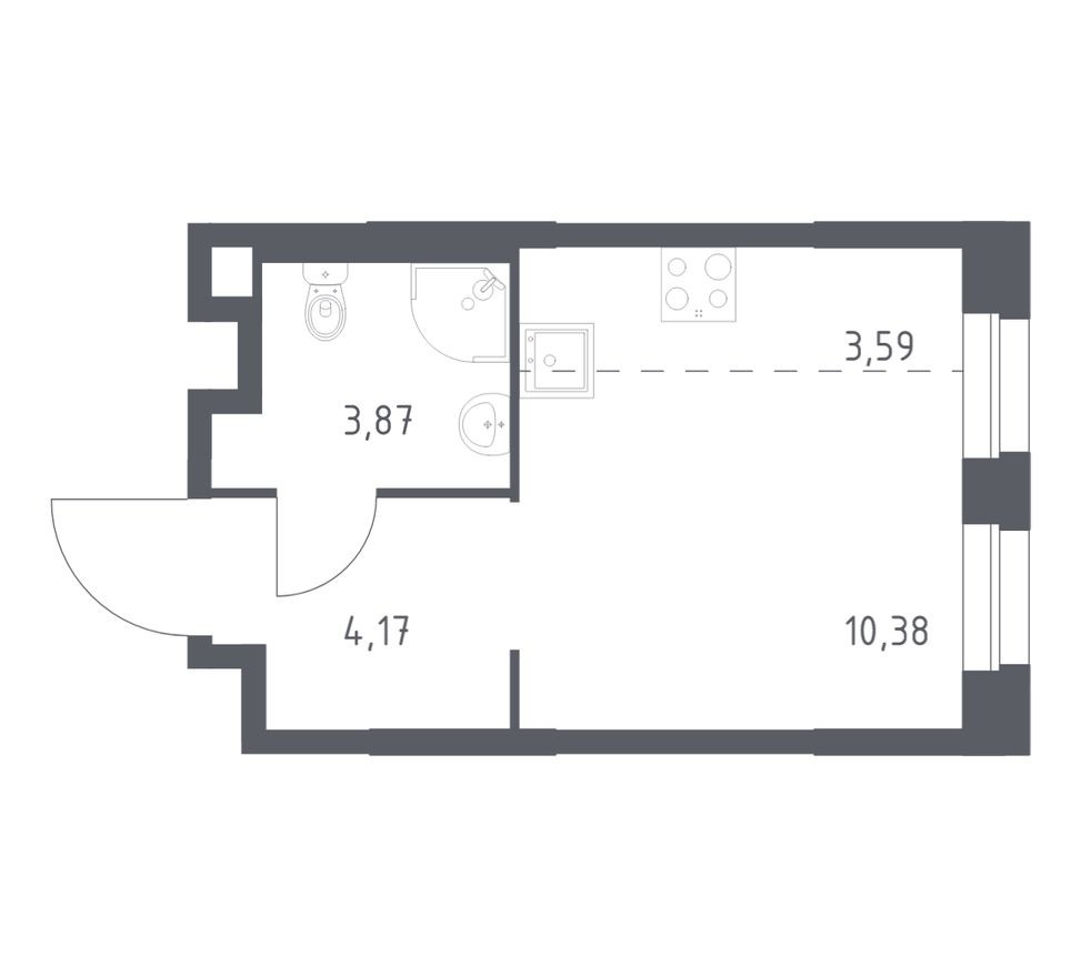 Студия-квартира, 22.0 м²
