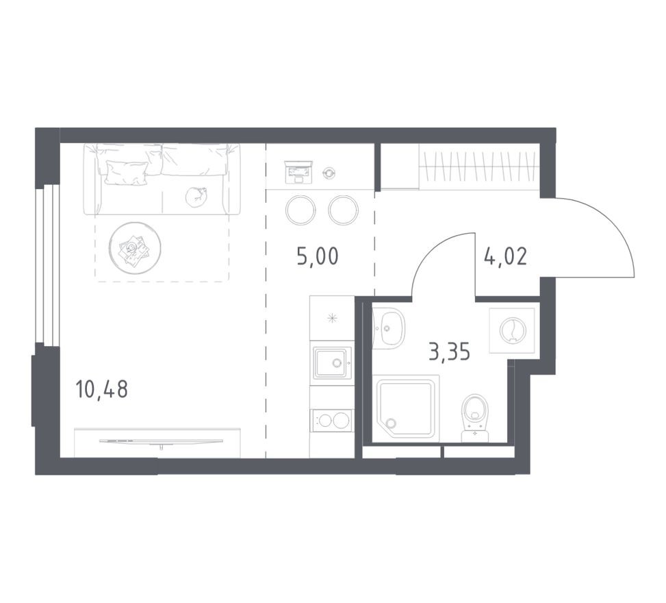 Студия-квартира, 22.9 м²