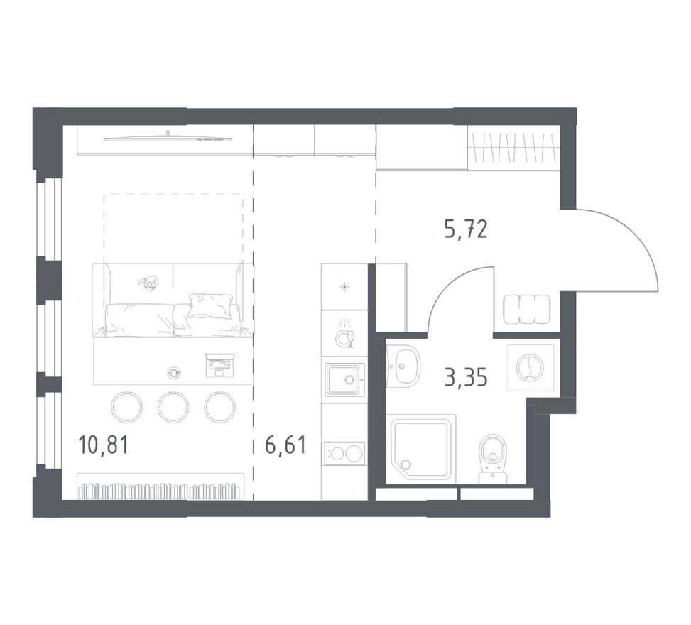 Студия-квартира, 26.5 м²