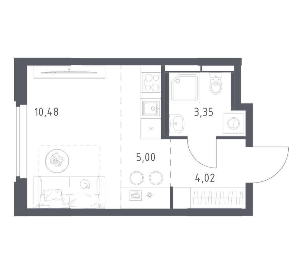 Студия-квартира, 22.9 м²