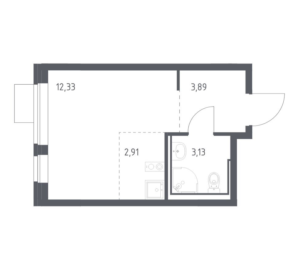 Студия-квартира, 22.3 м²