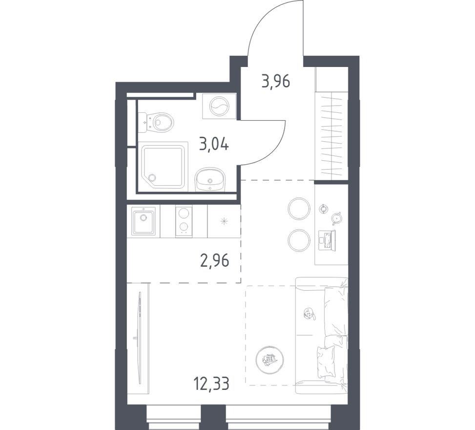 Студия-квартира, 22.3 м²