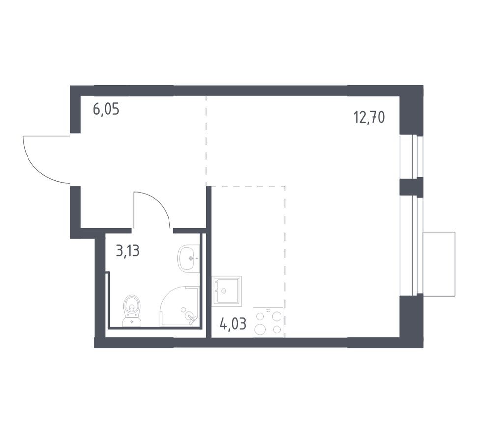 Студия-квартира, 25.9 м²