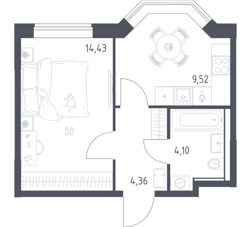 1к. квартира, 32.4 м²