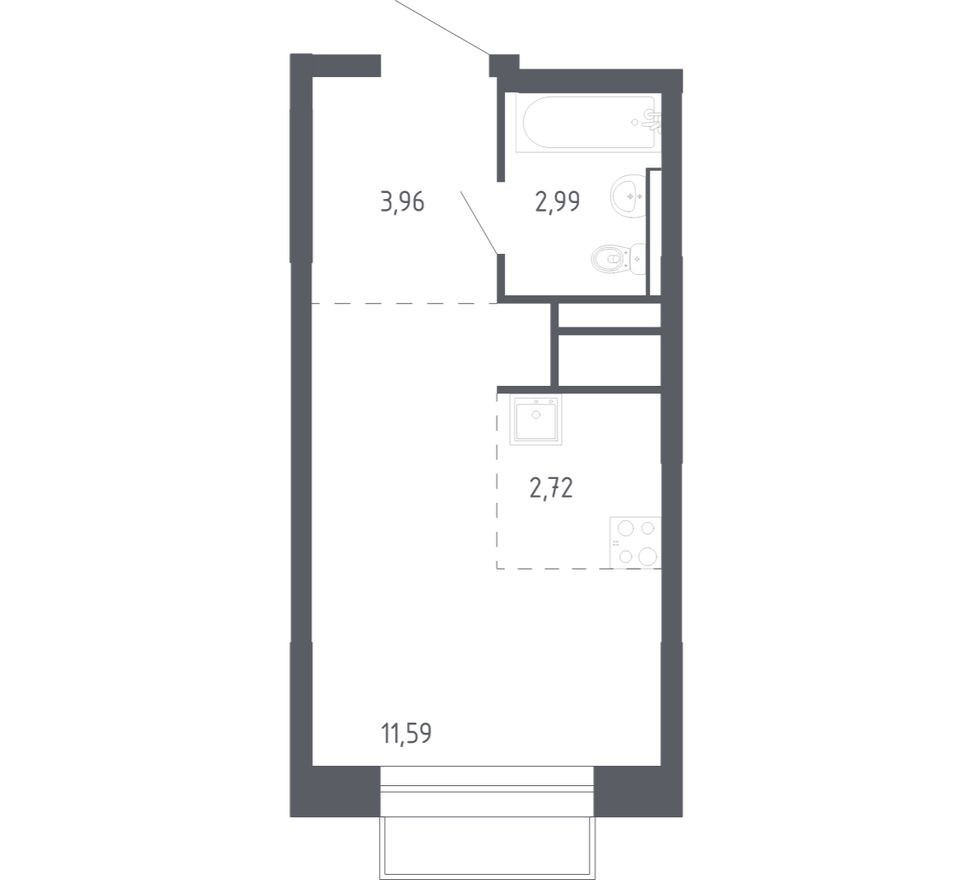 Планировка — Студия-квартира, 20.6 м²