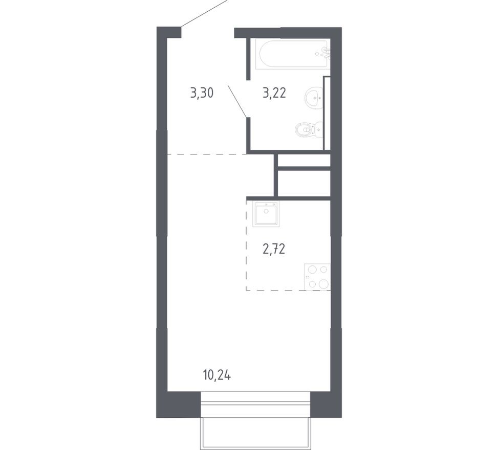 Планировка — Студия-квартира, 19.2 м²