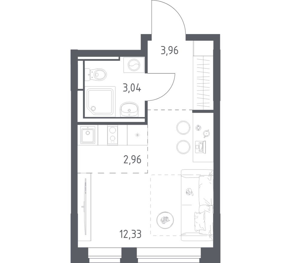 Студия-квартира, 22.3 м²