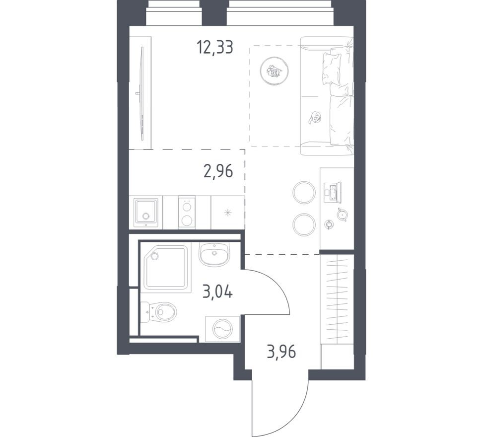 Студия-квартира, 22.3 м²