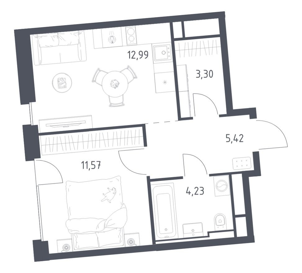 1к. квартира, 37.5 м²