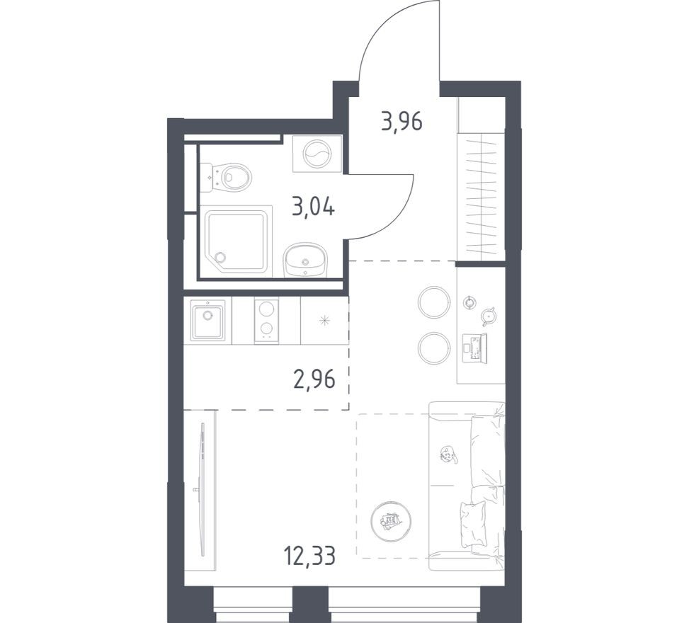 Студия-квартира, 22.3 м²