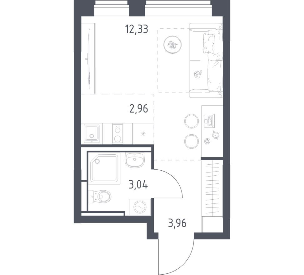 Студия-квартира, 22.3 м²