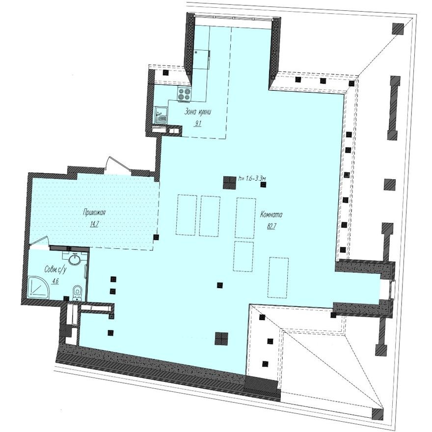 Студия-апартаменты, 111.1 м²