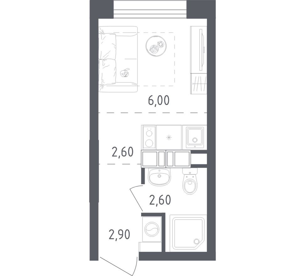 Студия-квартира, 14.1 м²