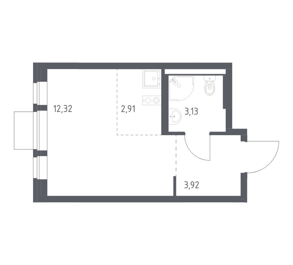 Студия-квартира, 22.3 м²