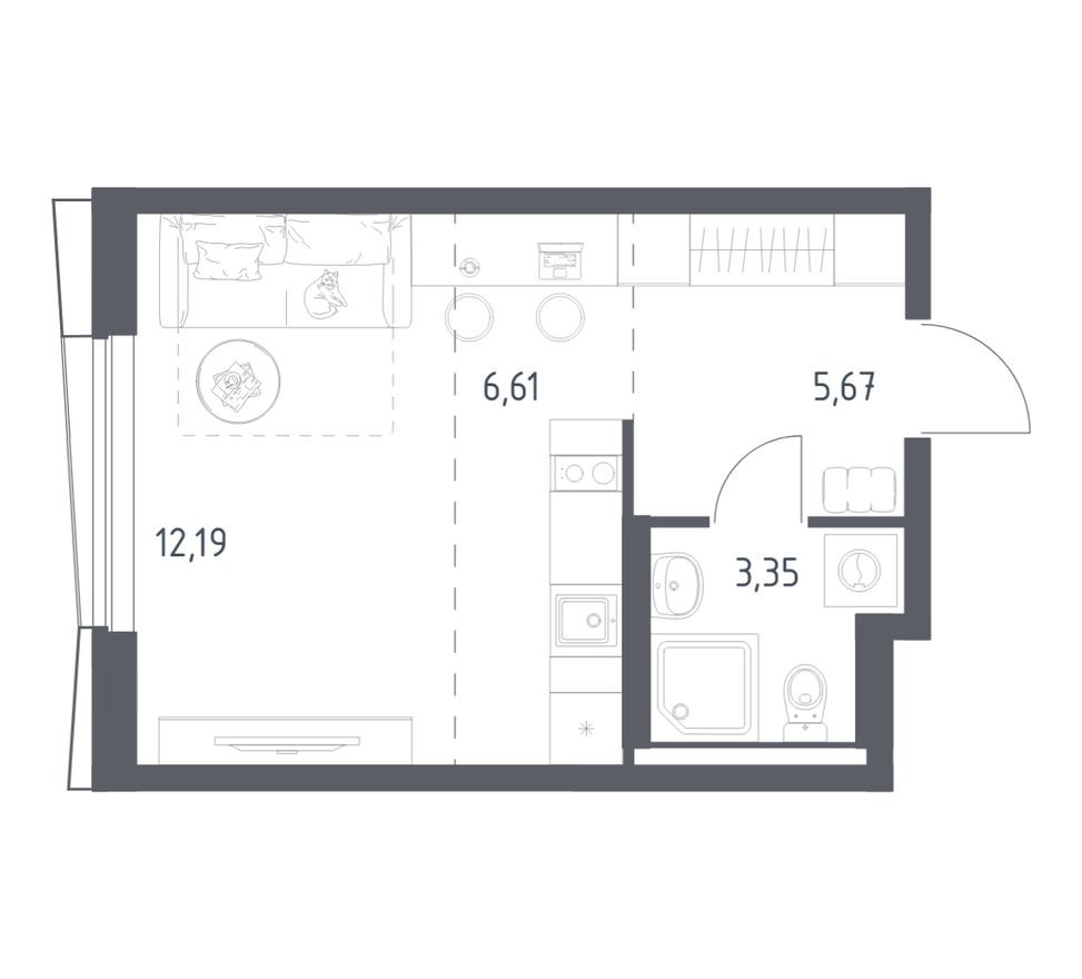 Студия-квартира, 27.8 м²
