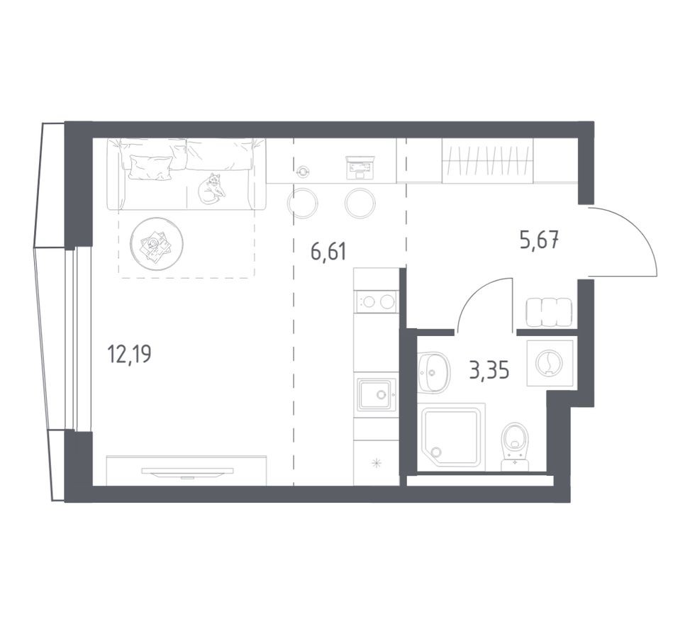 Студия-квартира, 27.8 м²