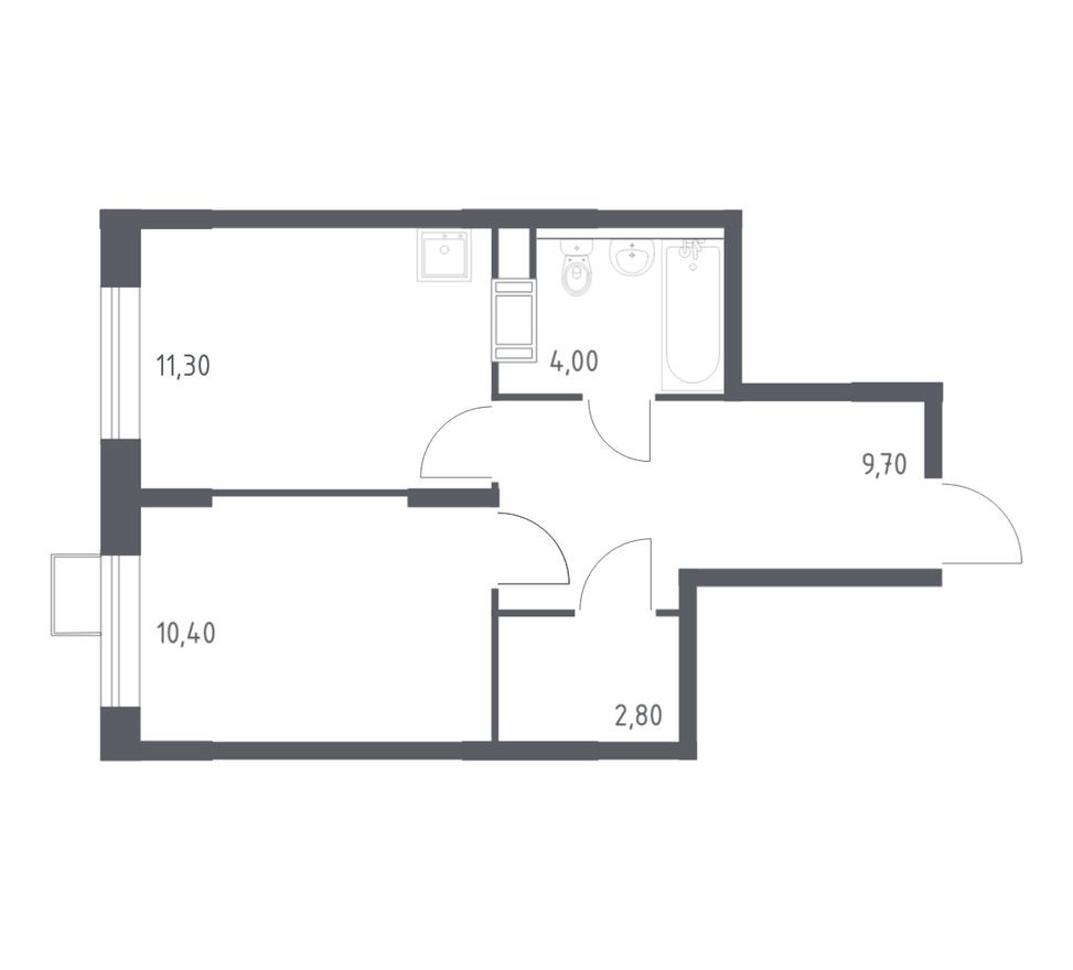 Планировка — 1к. квартира, 38.2 м²