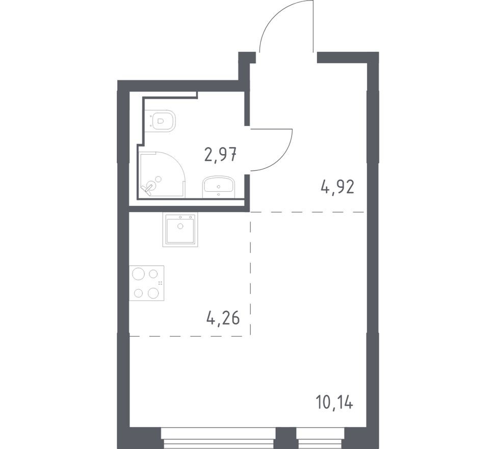 Студия-квартира, 22.1 м²