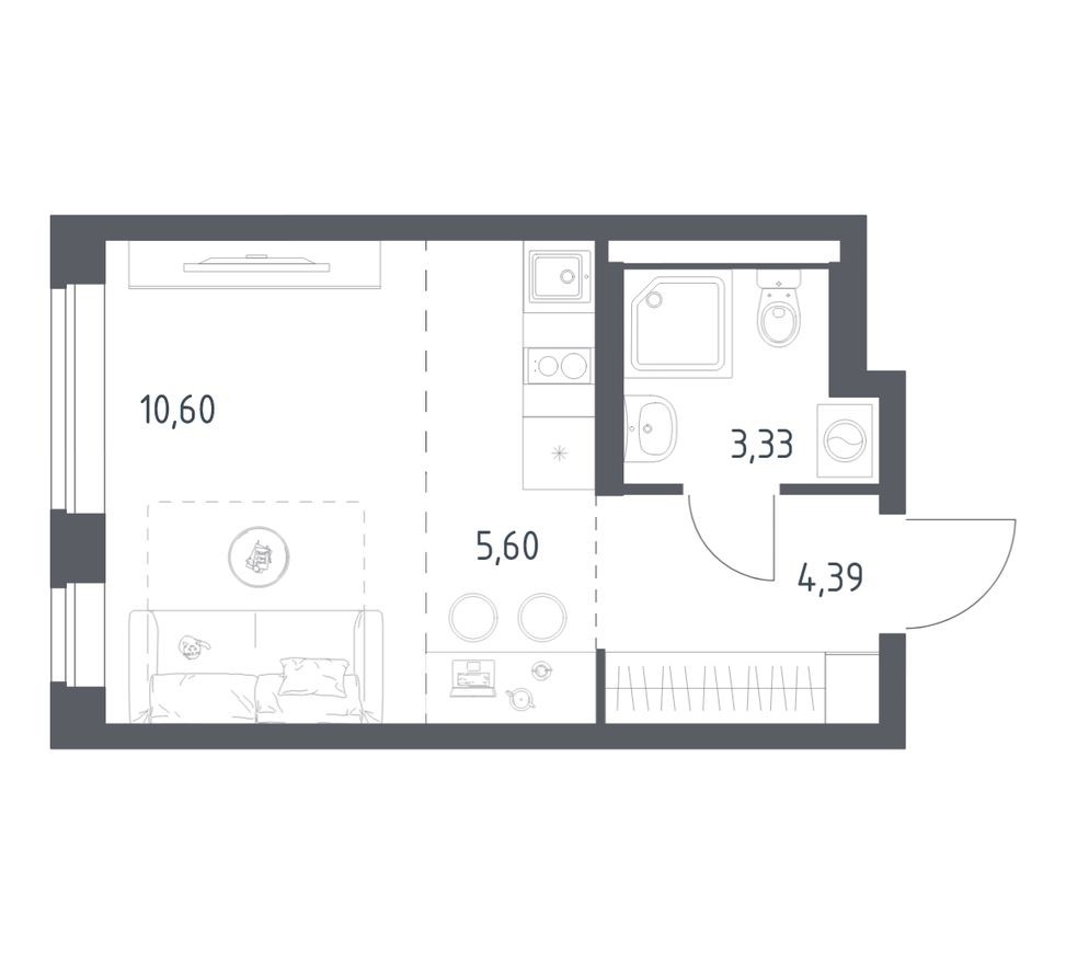 Студия-квартира, 23.9 м²