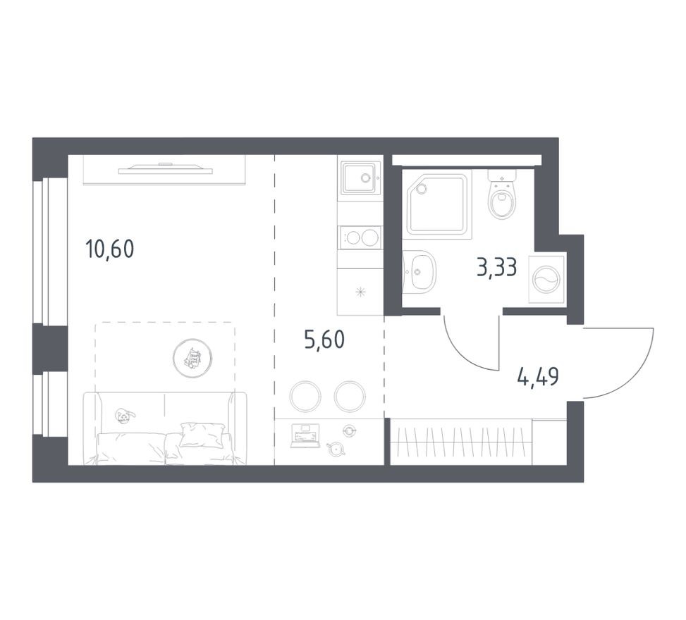 Студия-квартира, 24.0 м²