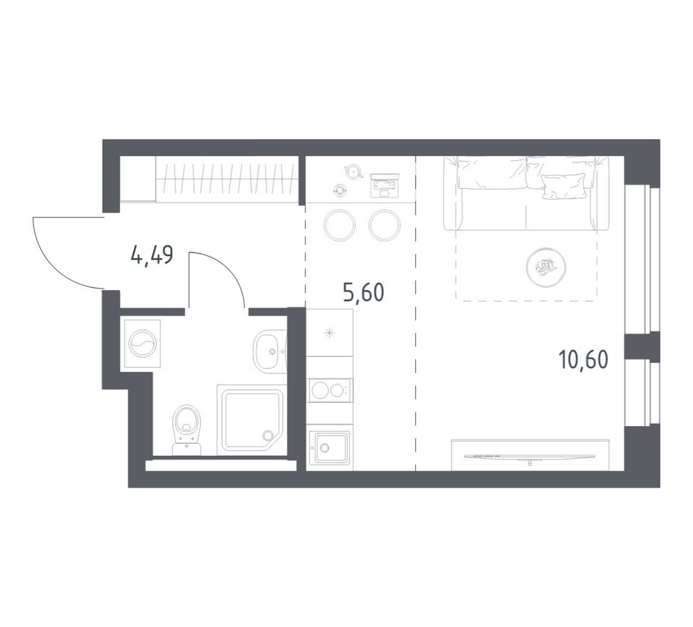 Студия-квартира, 24.0 м²