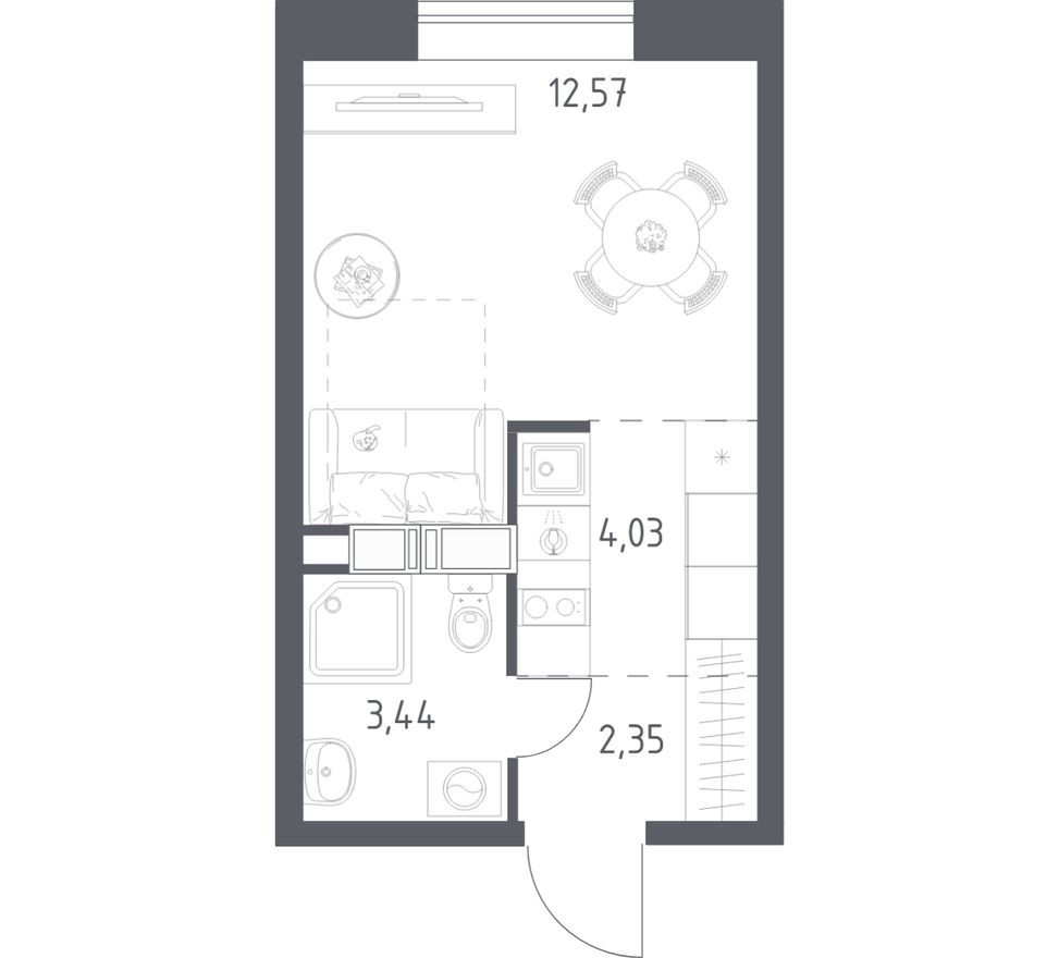 Студия-квартира, 22.4 м²