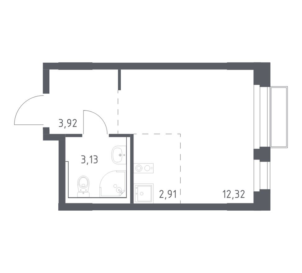 Студия-квартира, 22.3 м²