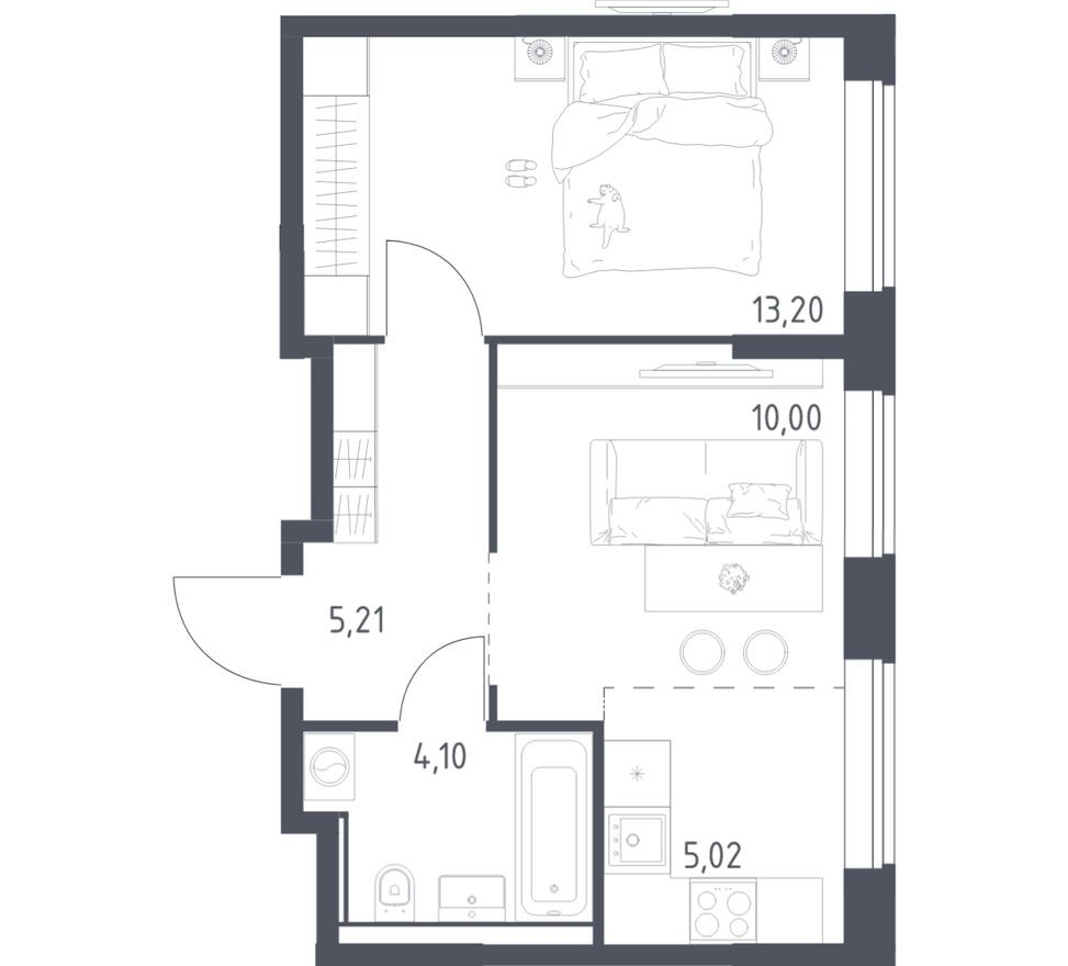 1к. квартира, 37.5 м²
