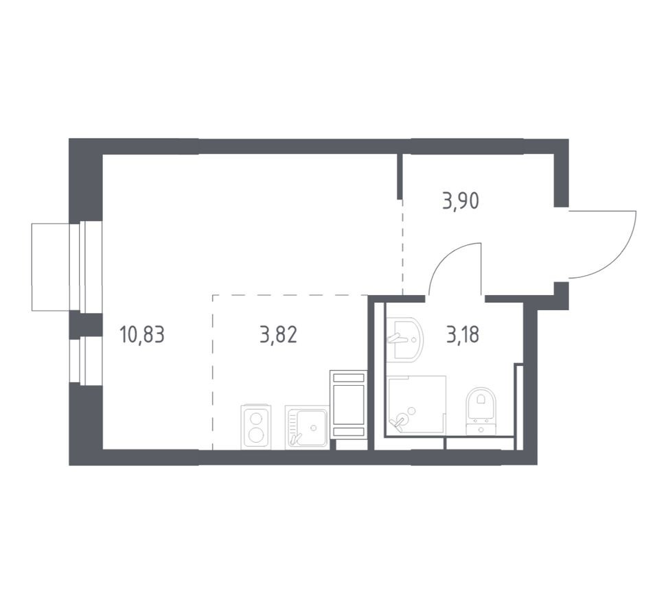 Студия-квартира, 21.7 м²