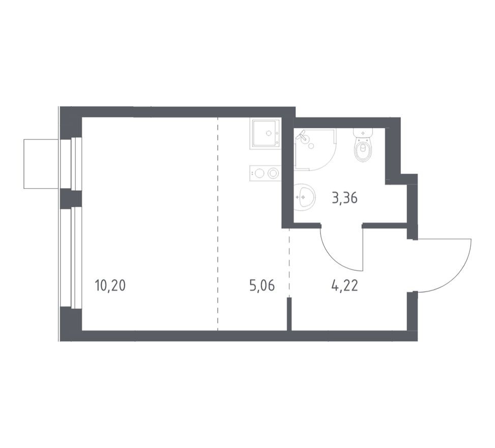 Студия-квартира, 22.8 м²