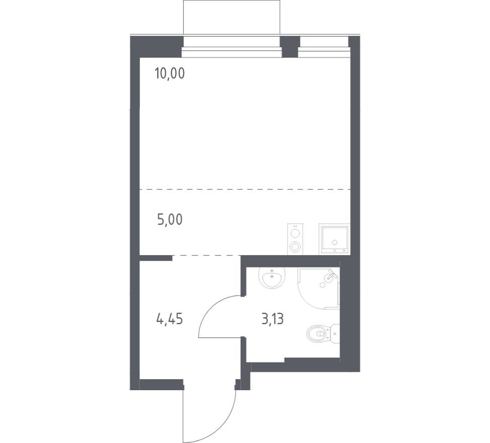 Студия-квартира, 22.6 м²