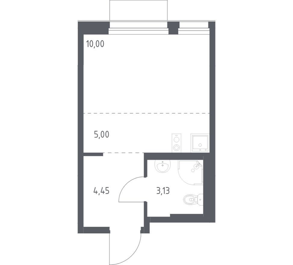 Студия-квартира, 22.6 м²