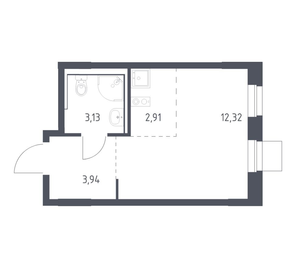 Студия-квартира, 22.3 м²