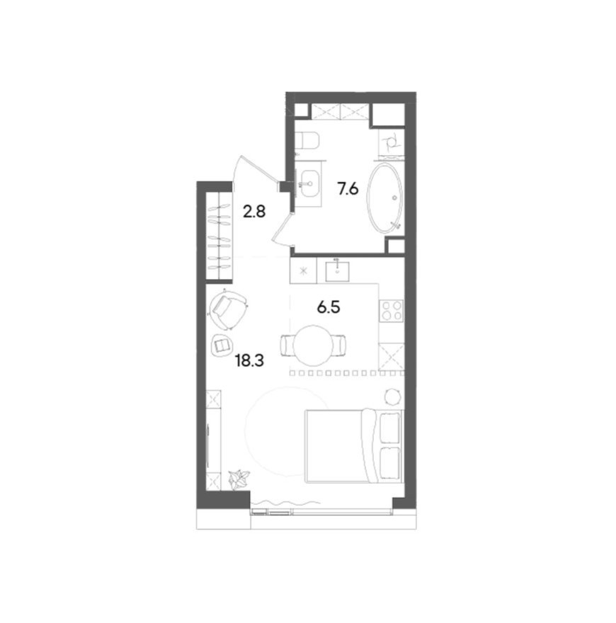 1к. квартира, 35.3 м²