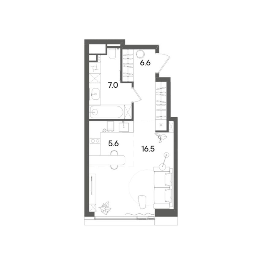 1к. квартира, 34.4 м²