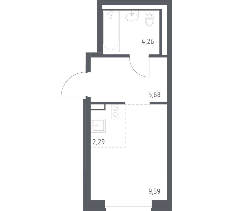 Студия-квартира, 21.8 м²