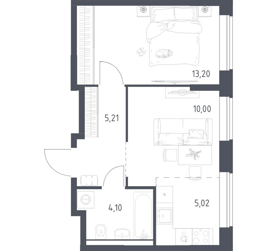 1к. квартира, 37.5 м²