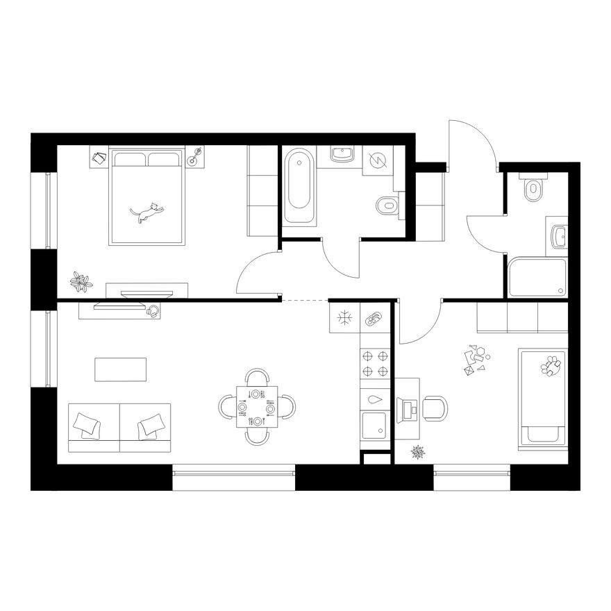 2к. квартира, 58.3 м²