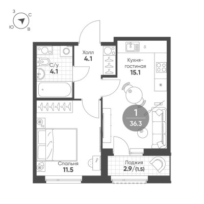 1к. квартира