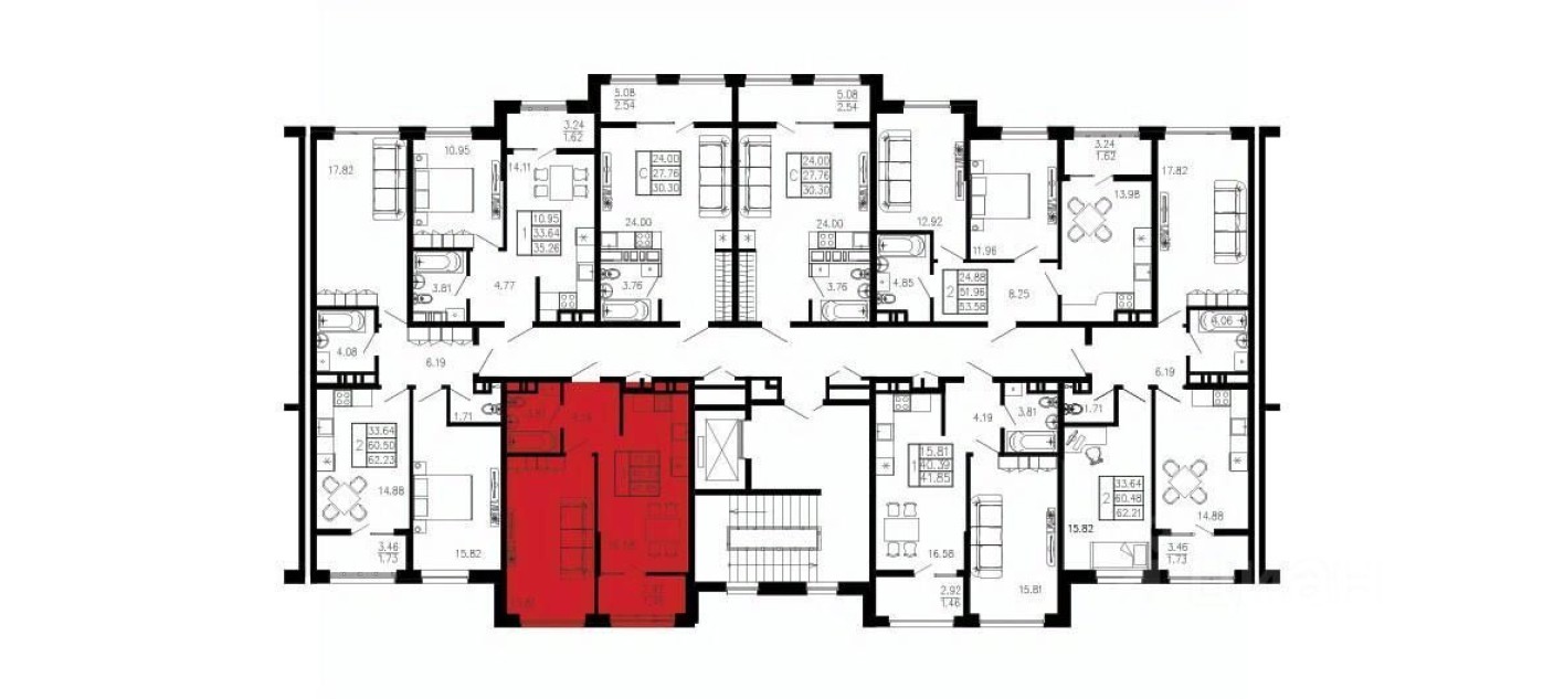 1к. квартира, 41.9 м²