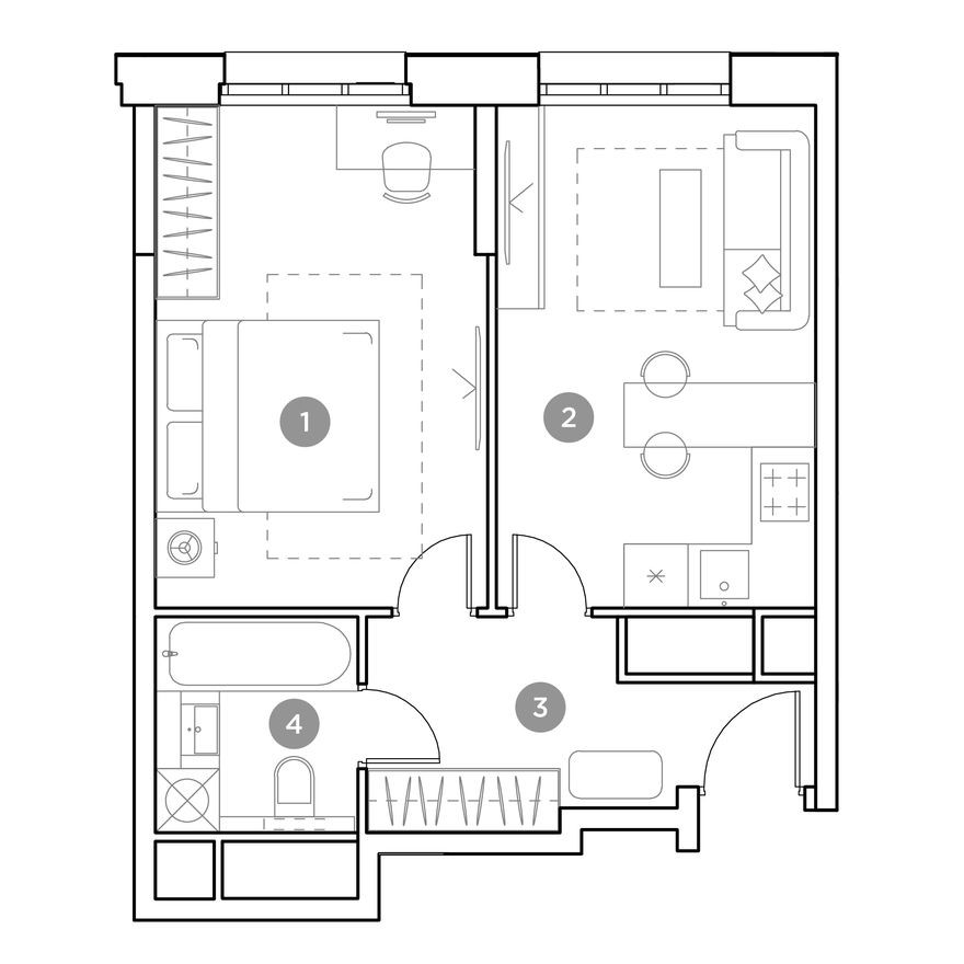 1к. квартира, 39.4 м²