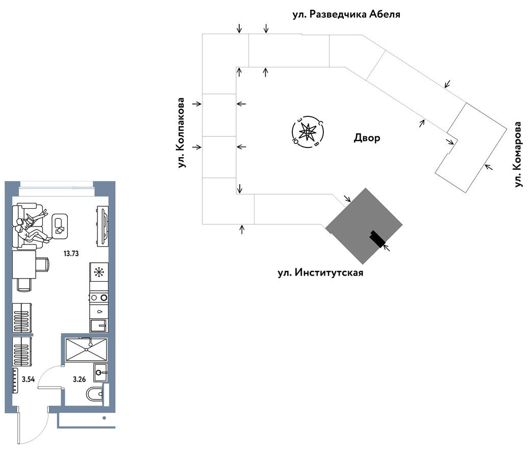 Студия-квартира, 20.5 м²