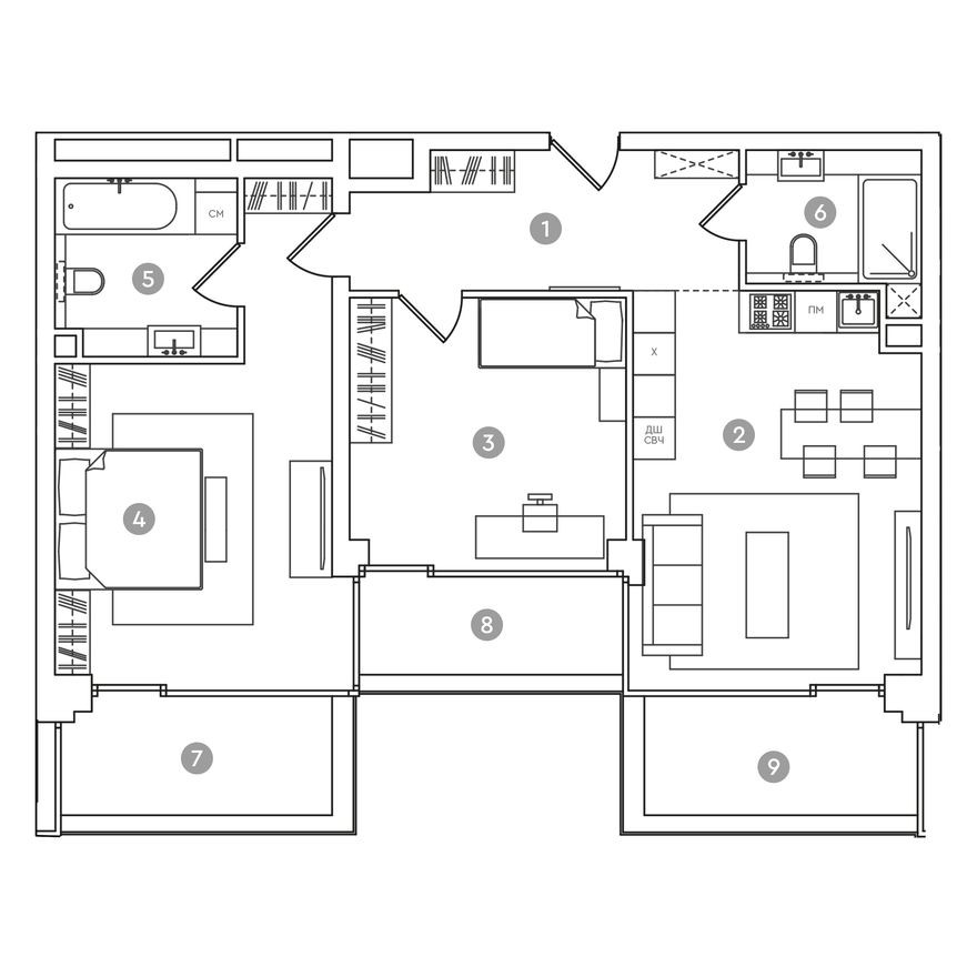 3к. апартаменты, 101.0 м²
