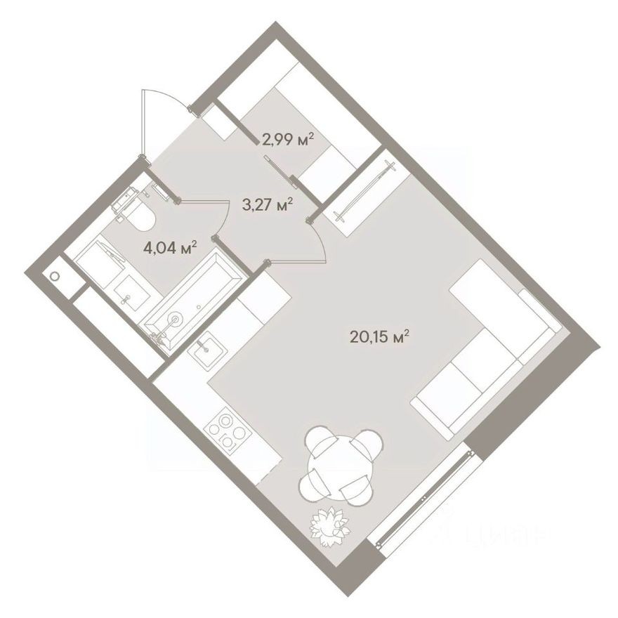 Студия-апартаменты, 30.5 м²