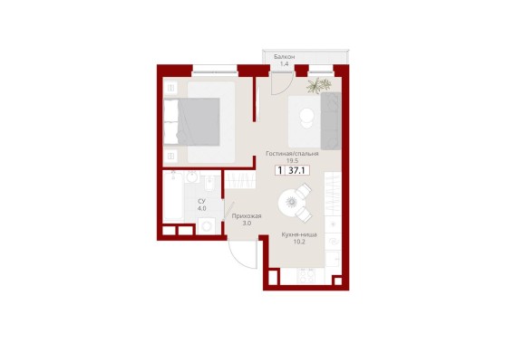 1к. квартира