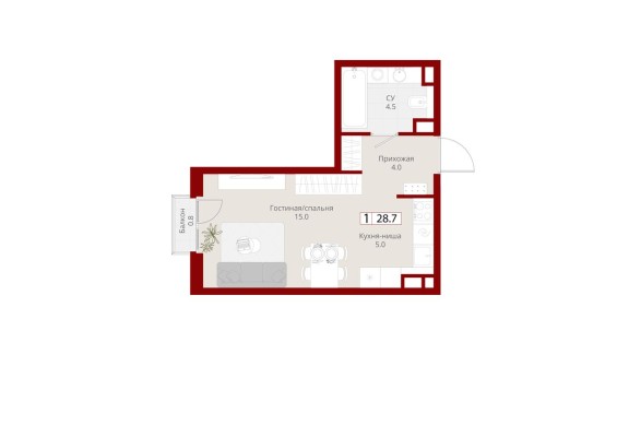 1к. квартира