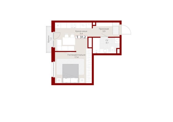 1к. квартира